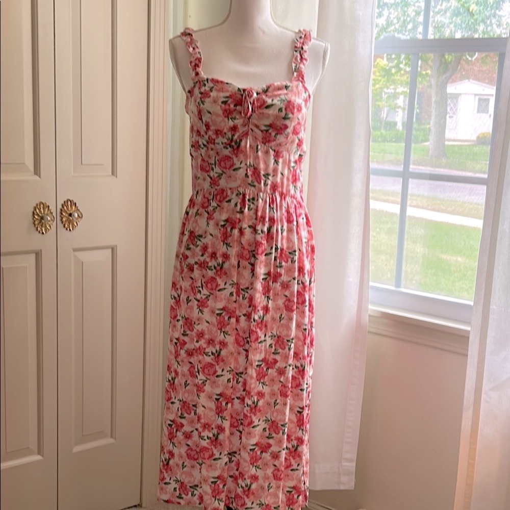As U Wish Red Pink Spaghetti Strap Sundress
